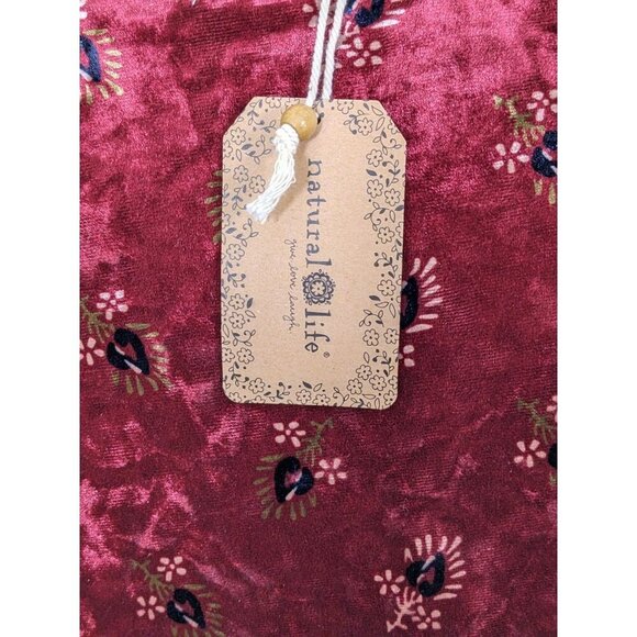 Natural Life New Claire Velvet Dress Womens Size Large Cranberry Fan Motif - Picture 7 of 9